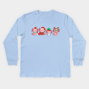 Axolotl celebrating Christmas Kids Long Sleeve T-Shirt